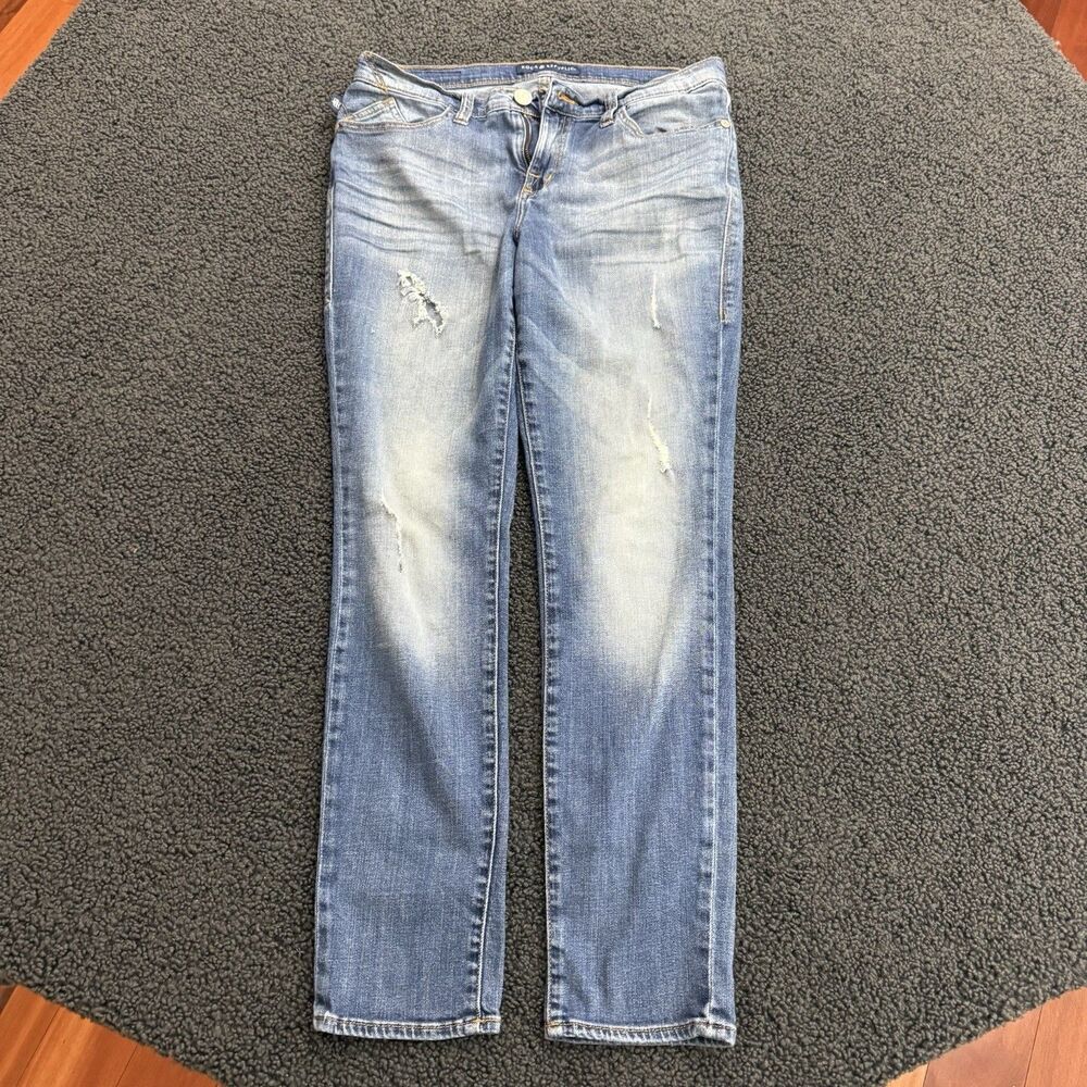 Rock & Republic Jeans Women's 12 Light Wash Blue Denim Distressed